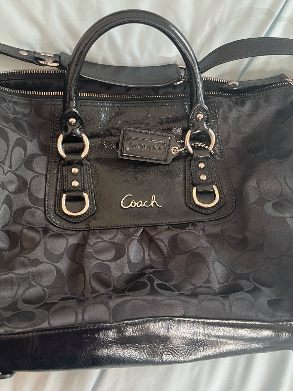 Coach Black Signature Logo Shoulder Tote